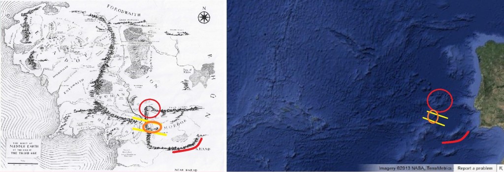 3 Tolkien map+Google map-Imagery c 2013 NASA TerraMetrics